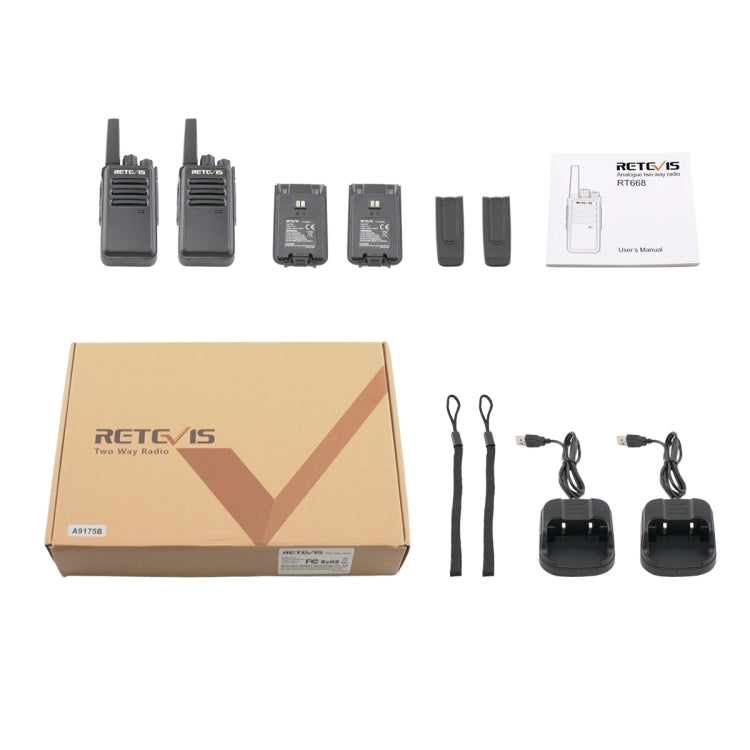 1 paio RETEVIS RT668 0.5W PMR446 16CHS Walkie Talkie palmare radio bidirezionale, spina europea, RT668