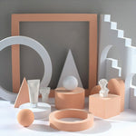 Cubo geometrico Tinta unita Fotografia Sfondo fotografico Tavolo da tiro Oggetti di scena in schiuma, 18 x 2cm Hexagon, 10 x 6cm Cylinder, 7cm Round Ball + 5cm Round Ball, Cuboid Door Combo Kits