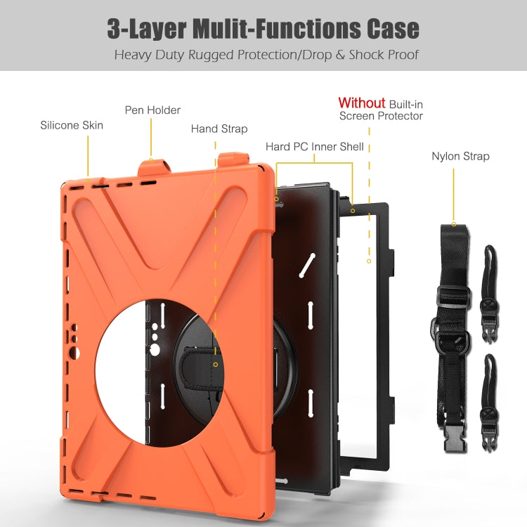 Custodia protettiva antiurto in silicone colorato + PC con supporto, cinturino da polso e slot per penna, For Microsoft Surface Pro 4 / 5, For Microsoft Surface Pro 6 / 7