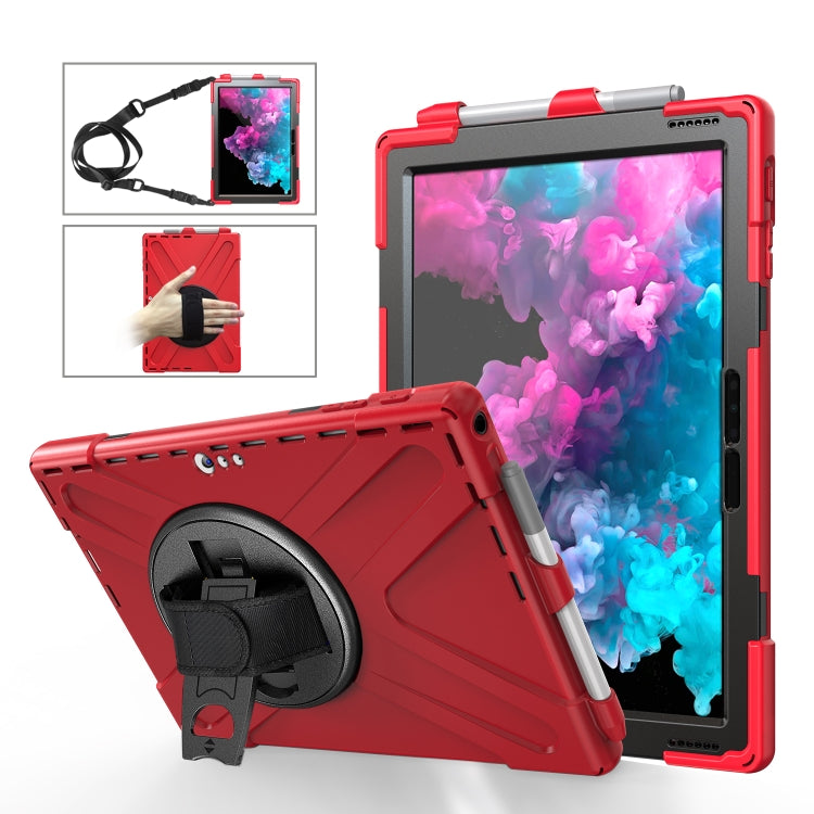 Custodia protettiva antiurto in silicone colorato + PC con supporto, cinturino da polso e slot per penna, For Microsoft Surface Pro 4 / 5, For Microsoft Surface Pro 6 / 7