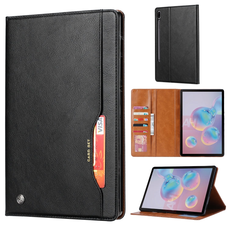 Custodia in pelle a vibrazione orizzontale con chiusura a doppia piega in vitello con cornice per foto e supporto, fessure per carte e portafoglio, For Samsung Galaxy Tab S7 Lite, For Samsung Galaxy A7 Lite T220 / T225