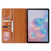 Custodia in pelle a vibrazione orizzontale con chiusura a doppia piega in vitello con cornice per foto e supporto, fessure per carte e portafoglio, For Samsung Galaxy Tab S7 Lite, For Samsung Galaxy A7 Lite T220 / T225