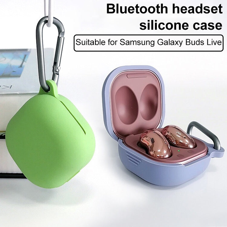 Custodia protettiva in silicone per auricolari Bluetooth Samsung Galaxy Buds Live / Pro con gancio