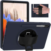 Custodia protettiva per PC + TPU con rotazione a 360 gradi con supporto, cinturino da polso e slot per penna, For Samsung Galaxy Tab S8+ / Tab S8 Plus /  Tab S7 FE / Tab S7+ SM-T970