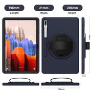 Custodia protettiva per PC + TPU con rotazione a 360 gradi con supporto, cinturino da polso e slot per penna, For Samsung Galaxy Tab S8+ / Tab S8 Plus /  Tab S7 FE / Tab S7+ SM-T970