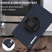 Custodia protettiva per PC + TPU con rotazione a 360 gradi con supporto, cinturino da polso e slot per penna, For Samsung Galaxy Tab S8+ / Tab S8 Plus /  Tab S7 FE / Tab S7+ SM-T970