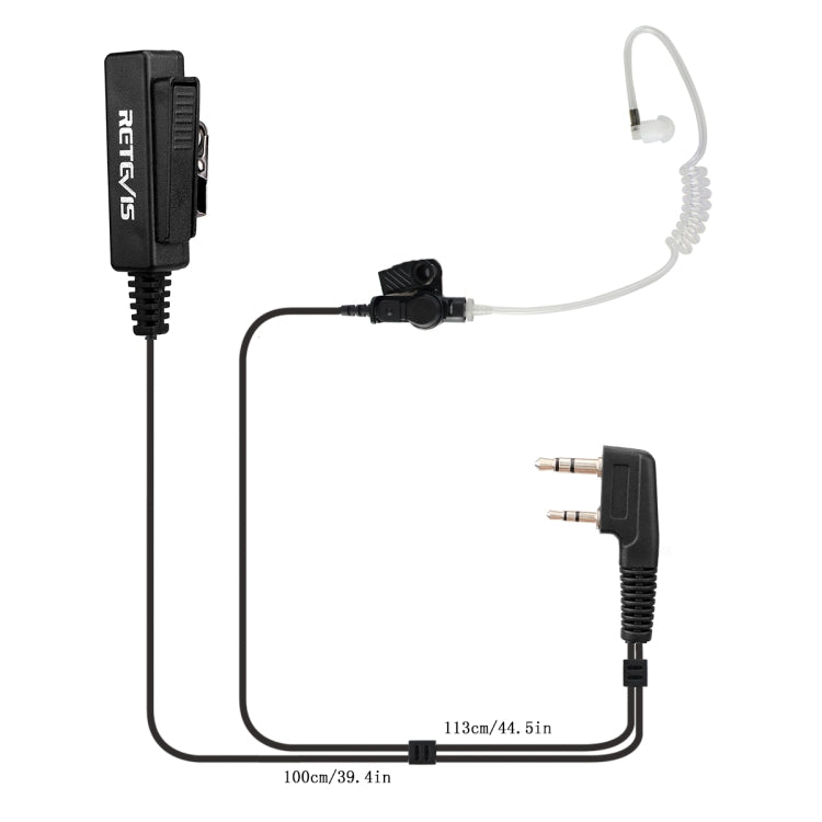 RETEVIS TK 2 Pin Long Clip Air Guide Acoustic Tube Hidden Speaker Microphone for H-777 / RT-5R / RT-5RV / RT-B6, TK Long Clip