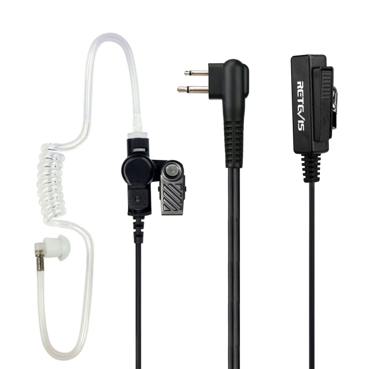 RETEVIS M Microfono altoparlante auricolare con tubo acustico nascosto con clip lunga a 2 pin, M Long Clip