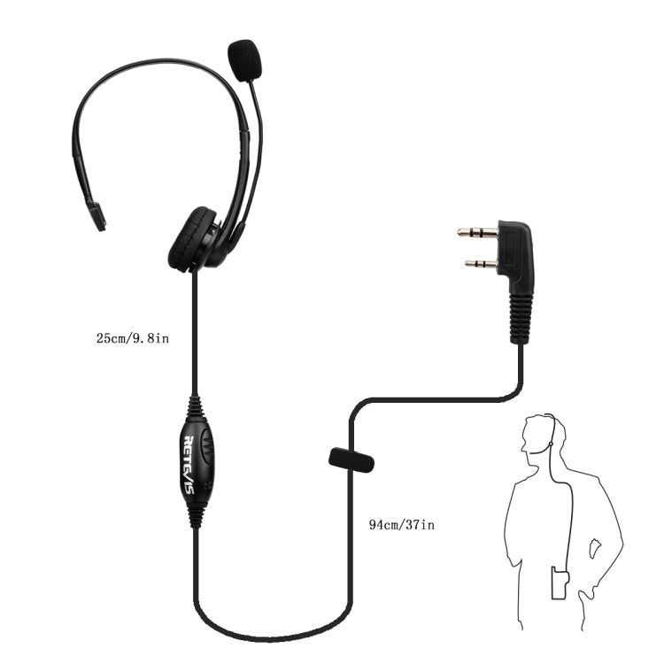 RETEVIS TK 2-Pin PTT Headset Microphone for H-777 / RT-5R / RT-5RV / RT-B6, TK