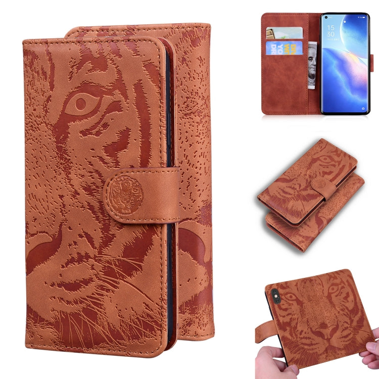 Custodia portafoglio in pelle con motivo tigre per Realme 8
