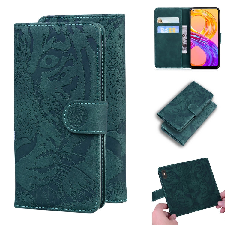 Custodia portafoglio in pelle con motivo tigre per Realme 8