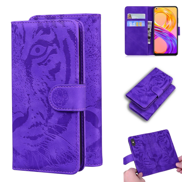 Custodia portafoglio in pelle con motivo tigre per Realme 8