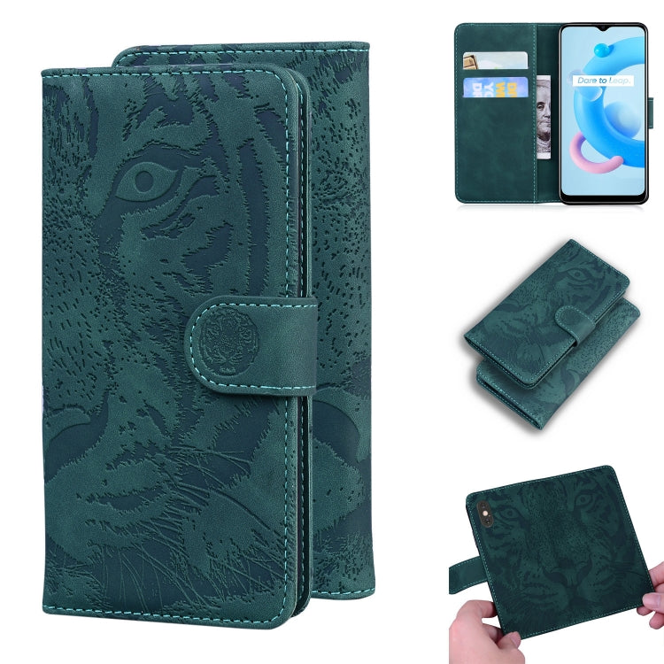 Custodia portafoglio in pelle con motivo tigre per Realme 8