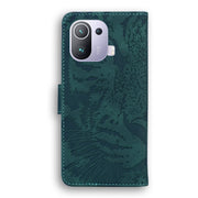 Custodia in pelle a ribalta orizzontale con motivo a tigre in rilievo con supporto, slot per carte e portafoglio, For Xiaomi Mi 11 Pro