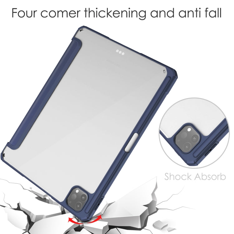 Custodia ribaltabile orizzontale in TPU acrilico + pelle PU a tre pieghe con supporto e slot per penna e funzione Sleep / Wake-up, For iPad Pro 11 (2021/2020/2018)