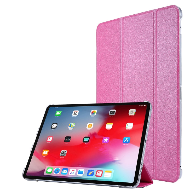 Custodia in pelle pieghevole orizzontale tripla con struttura in seta con supporto e slot per penna, For iPad Pro 11 (2021)
