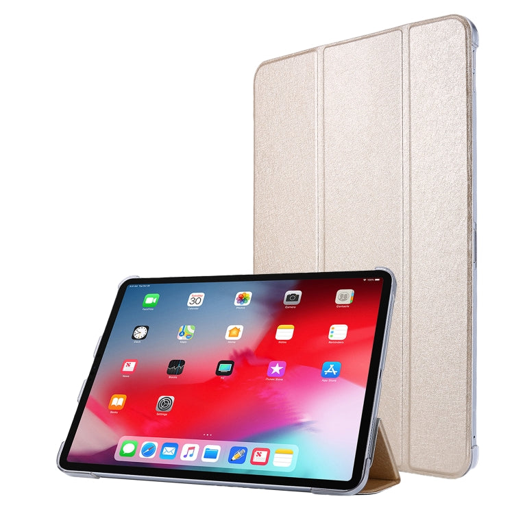 Custodia in pelle pieghevole orizzontale tripla con struttura in seta con supporto e slot per penna, For iPad Pro 11 (2021)