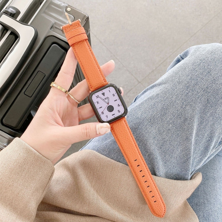 Cinturini di ricambio in pelle con trama litchi per cucire, For Apple Watch Ultra 49mm / Series 8&7 45mm / SE 2&6&SE&5&4 44mm / 3&2&1 42mm, For Series 7 41mm / 6 & SE & 5 & 4 40mm / 3 & 2 & 1 38mm
