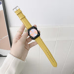 Cinturini di ricambio in pelle con trama litchi per cucire, For Apple Watch Ultra 49mm / Series 8&7 45mm / SE 2&6&SE&5&4 44mm / 3&2&1 42mm, For Series 7 41mm / 6 & SE & 5 & 4 40mm / 3 & 2 & 1 38mm