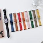 Cinturini di ricambio in pelle con trama litchi per cucire, For Apple Watch Ultra 49mm / Series 8&7 45mm / SE 2&6&SE&5&4 44mm / 3&2&1 42mm, For Series 7 41mm / 6 & SE & 5 & 4 40mm / 3 & 2 & 1 38mm