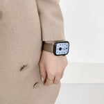 Cinturini di ricambio in pelle con trama litchi per cucire, For Apple Watch Ultra 49mm / Series 8&7 45mm / SE 2&6&SE&5&4 44mm / 3&2&1 42mm, For Series 7 41mm / 6 & SE & 5 & 4 40mm / 3 & 2 & 1 38mm