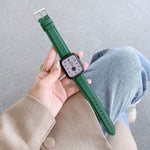 Cinturini di ricambio in pelle con trama litchi per cucire, For Apple Watch Ultra 49mm / Series 8&7 45mm / SE 2&6&SE&5&4 44mm / 3&2&1 42mm, For Series 7 41mm / 6 & SE & 5 & 4 40mm / 3 & 2 & 1 38mm