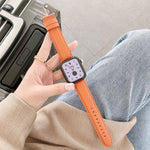 Cinturini di ricambio in pelle con trama litchi per cucire, For Apple Watch Ultra 49mm / Series 8&7 45mm / SE 2&6&SE&5&4 44mm / 3&2&1 42mm, For Series 7 41mm / 6 & SE & 5 & 4 40mm / 3 & 2 & 1 38mm
