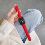 Cinturini di ricambio in pelle con trama litchi per cucire, For Apple Watch Ultra 49mm / Series 8&7 45mm / SE 2&6&SE&5&4 44mm / 3&2&1 42mm, For Series 7 41mm / 6 & SE & 5 & 4 40mm / 3 & 2 & 1 38mm