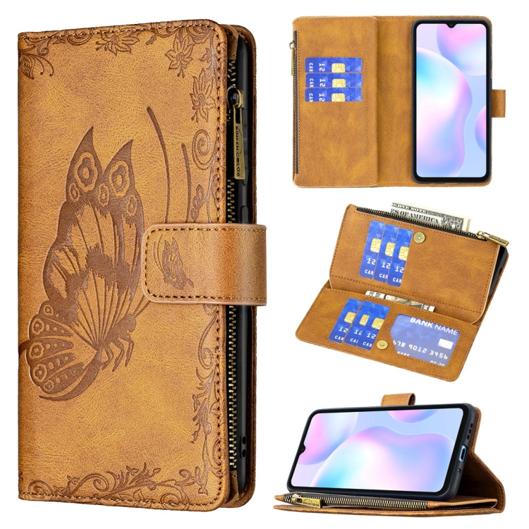 Custodia portafoglio in pelle con cerniera per Xiaomi Redmi 9A