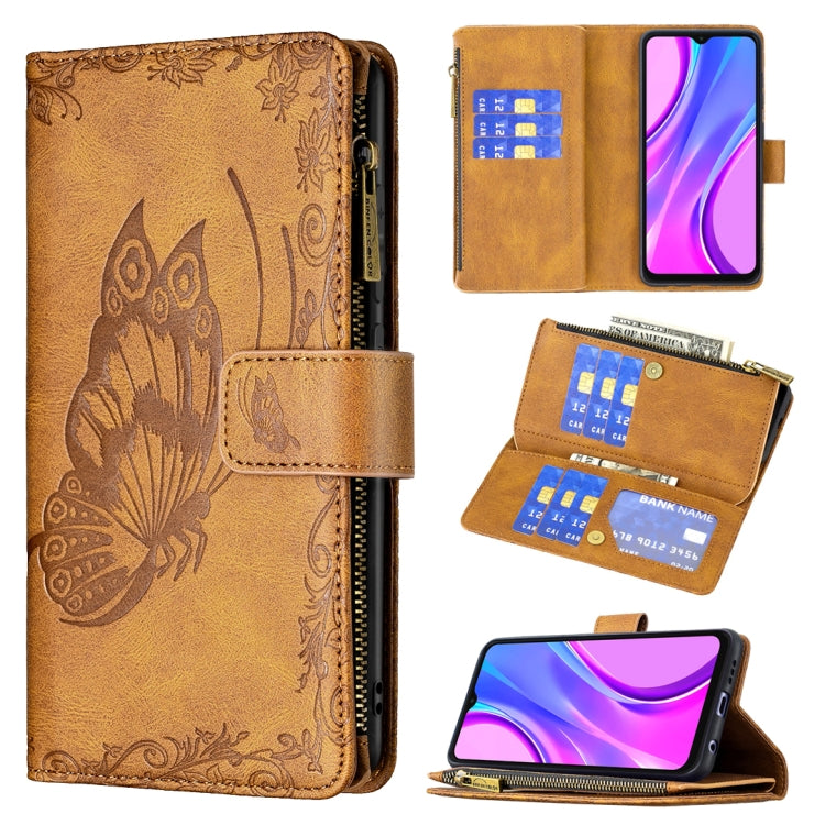 Custodia portafoglio in pelle con cerniera per Xiaomi Redmi 9A