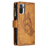 Custodia in pelle con cerniera orizzontale in rilievo con motivo a farfalla volante con supporto, fessure per carte e portafoglio, For Xiaomi Redmi Note 10 4G, For Xiaomi Mi 10T Lite 5G, For Xiaomi Mi 10T Pro 5G, For Xiaomi Mi 11i/Poco F3/Redmi K40    ...