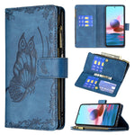 Custodia in pelle con cerniera orizzontale in rilievo con motivo a farfalla volante con supporto, fessure per carte e portafoglio, For Xiaomi Redmi Note 10 4G, For Xiaomi Mi 10T Lite 5G, For Xiaomi Mi 10T Pro 5G, For Xiaomi Mi 11i/Poco F3/Redmi K40    ...