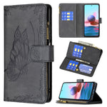 Custodia in pelle con cerniera orizzontale in rilievo con motivo a farfalla volante con supporto, fessure per carte e portafoglio, For Xiaomi Redmi Note 10 4G, For Xiaomi Mi 10T Lite 5G, For Xiaomi Mi 10T Pro 5G, For Xiaomi Mi 11i/Poco F3/Redmi K40    ...