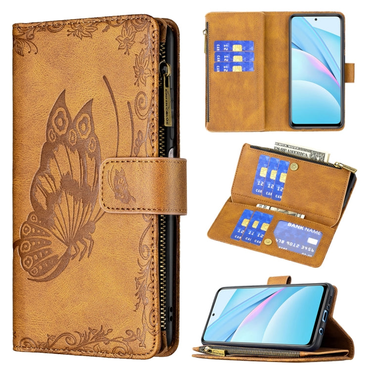 Custodia in pelle con cerniera orizzontale in rilievo con motivo a farfalla volante con supporto, fessure per carte e portafoglio, For Xiaomi Redmi Note 10 4G, For Xiaomi Mi 10T Lite 5G, For Xiaomi Mi 10T Pro 5G, For Xiaomi Mi 11i/Poco F3/Redmi K40    ...