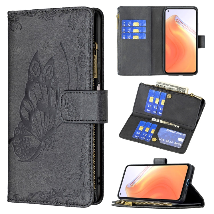 Custodia in pelle con cerniera orizzontale in rilievo con motivo a farfalla volante con supporto, fessure per carte e portafoglio, For Xiaomi Redmi Note 10 4G, For Xiaomi Mi 10T Lite 5G, For Xiaomi Mi 10T Pro 5G, For Xiaomi Mi 11i/Poco F3/Redmi K40    ...