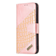 Custodia in pelle sintetica a vibrazione orizzontale con trama in coccodrillo abbinata con portafoglio, supporto e slot per carte, For Samsung Galaxy A82 5G