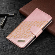 Custodia in pelle sintetica a vibrazione orizzontale con trama in coccodrillo abbinata con portafoglio, supporto e slot per carte, For Samsung Galaxy A82 5G