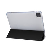 Struttura della pelle pressata elettrica a tre pieghe Flip orizzontale TPU trasparente antiurto + custodia in pelle PU con supporto e slot per penna e funzione Sleep / Wake-up, For iPad Pro 11 (2021)