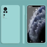 Custodia protettiva a copertura totale antigoccia in silicone liquido imitazione tinta unita, For vivo X60, For vivo X60 Pro