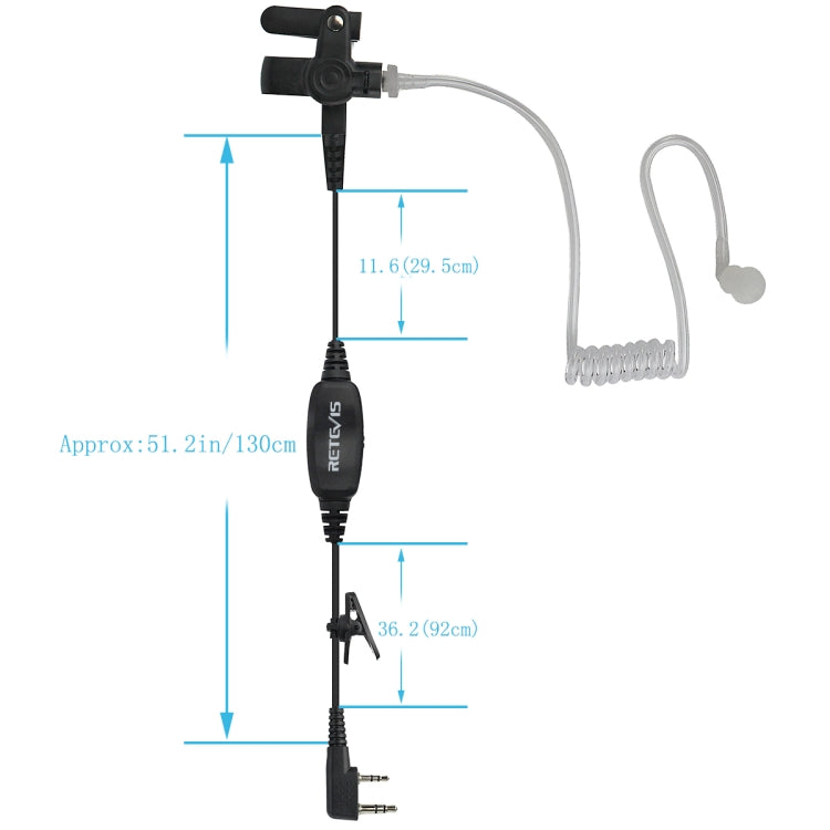 RETEVIS R-112 PTT / VOX Microfono auricolare tubo acustico nascosto per H-777/RT-5R/RT1/RT2/RT5, R-112