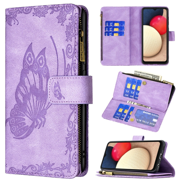 Custodia portafoglio in pelle con cerniera per Samsung Galaxy A02