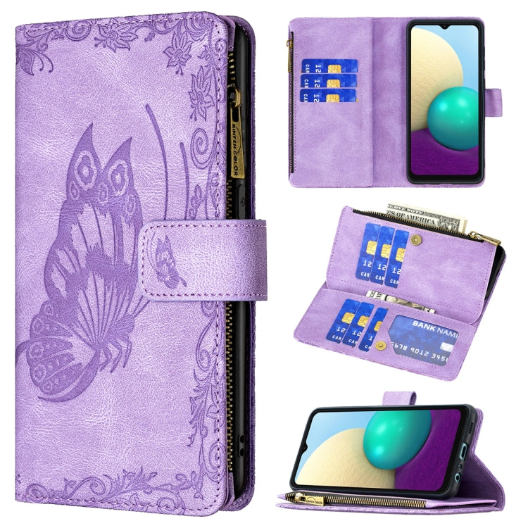 Custodia portafoglio in pelle con cerniera per Samsung Galaxy A02