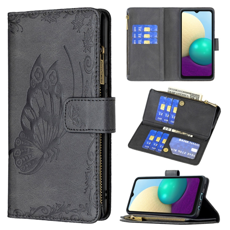 Custodia portafoglio in pelle con cerniera per Samsung Galaxy A02