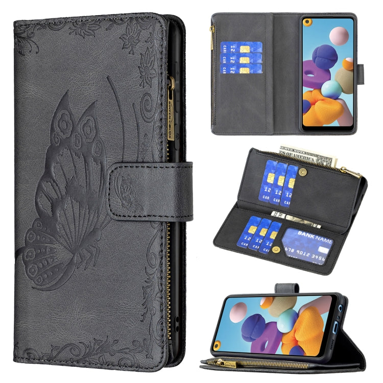 Custodia portafoglio in pelle con cerniera per Samsung Galaxy A21