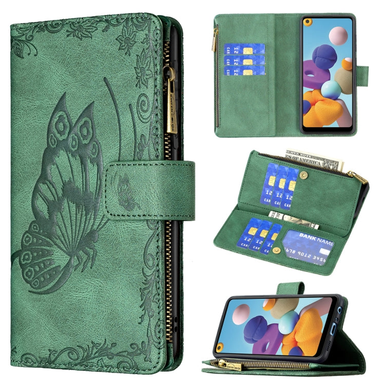 Custodia portafoglio in pelle con cerniera per Samsung Galaxy A21