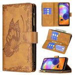 Custodia portafoglio in pelle con cerniera per Samsung Galaxy A21