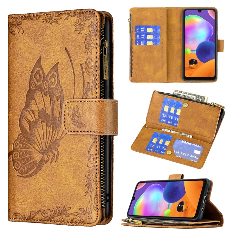 Custodia portafoglio in pelle con cerniera per Samsung Galaxy A21