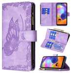 Custodia portafoglio in pelle con cerniera per Samsung Galaxy A21
