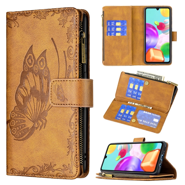 Custodia portafoglio in pelle con cerniera per Samsung Galaxy A21