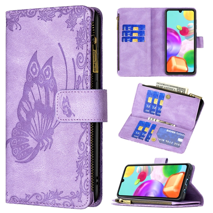 Custodia portafoglio in pelle con cerniera per Samsung Galaxy A21